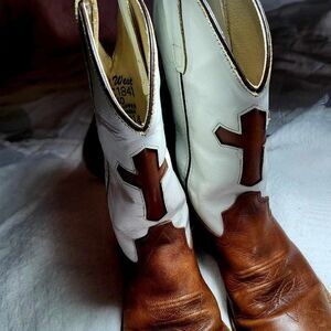 OLD WEST Kids boots Size 30 Used Leather Brown and White